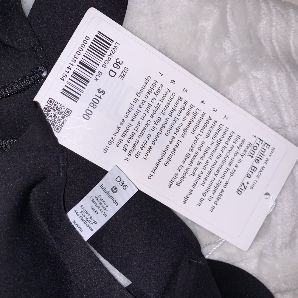 Lululemon Enlite Front Zip Bra- Solid Black NWT - Picture 5 of 6